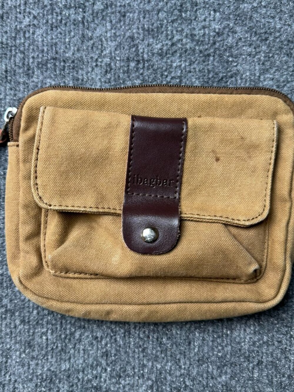 ibagbar Canvas Belt Pouch Waist Bag Brown Tactical Travel Utility Case Stains